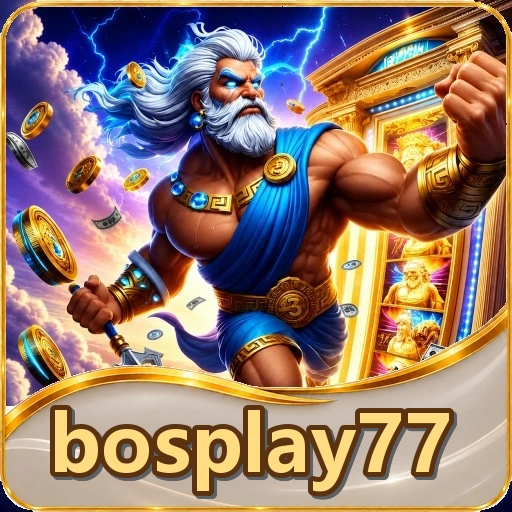 Kartu katalog bosplay77 menampilkan penjelasan singkat, versi/ukuran acuan paket inti, dan skor